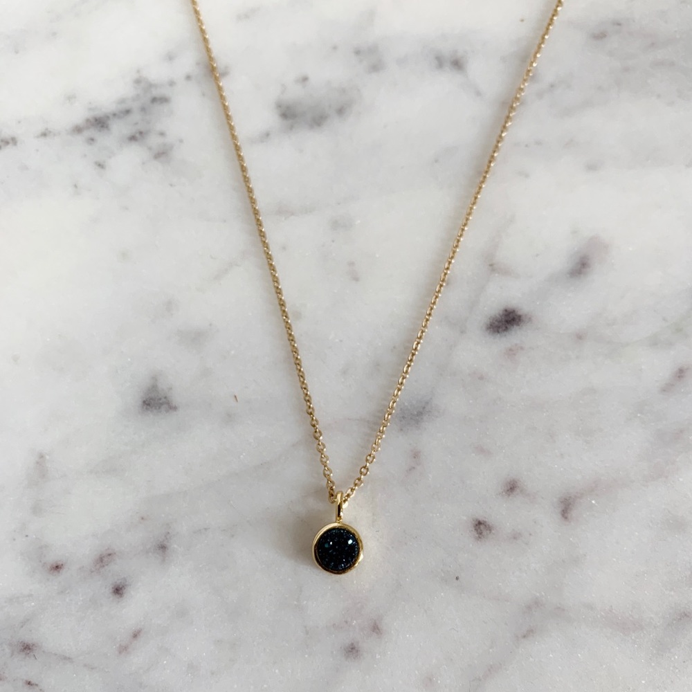 14k gold filled navy sparkle pendant